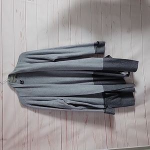 Jones & Co Gray Knit Colorblock Open Front Long Sleeve Cardigan 2X